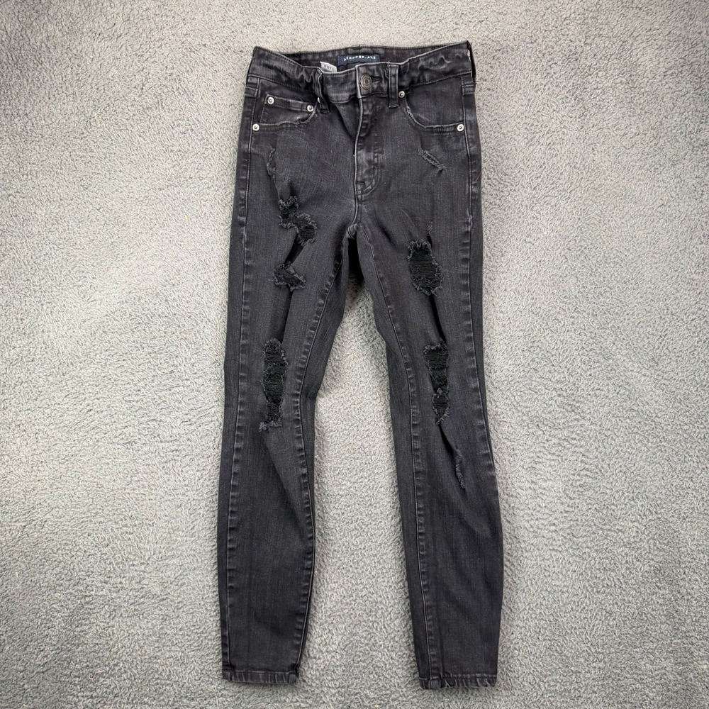 Aeropostale Womens High Rise Jegging Jeans Black Distressed Ripped Size 6 Regu